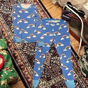 Mini Boden Blue Rainbow Pajama Set size 11